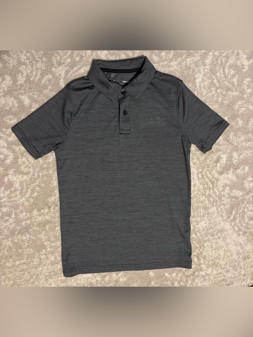 Under Armour Kids Charcoal Heather Grey Polo Shirt - Kid Boys Size M